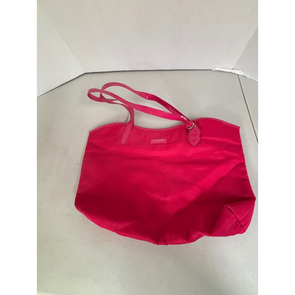 Lancome Paris Tote Bag Pink Nylon Eiffel Tower Umbrella‎ Print Lined